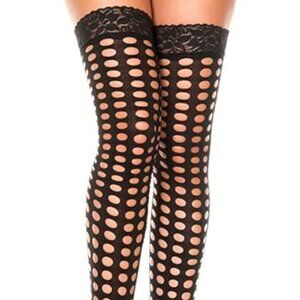 Brand New Hole Thigh High Stockings Music Legs 4191.